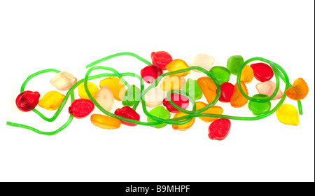 Colorata gelatina di frutta candy isolato su uno sfondo bianco Foto Stock