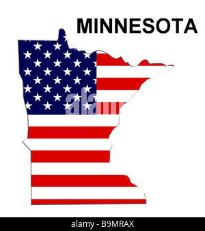Ritaglio mappa di Minnesota Foto Stock