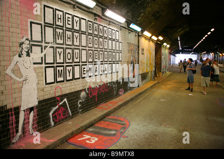 Hey Banksy artwork da Bandit, Waterloo, Londra Foto Stock