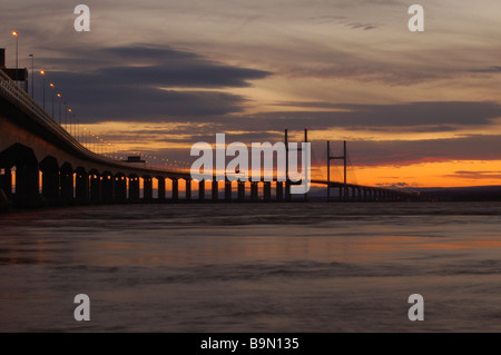 Nuovo Severn Bridge dal lato inglese Foto Stock