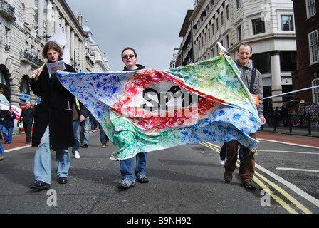 Anti capitalismo protesta marzo 2009 Londra Foto Stock