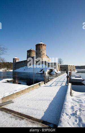 Olavinlinna castello di Savonlinna FINLANDIA Europa Foto Stock