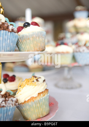 Fairy torte su cavalletti di torta Foto Stock