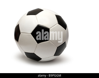 Cuoio football soccer ball isolato su bianco Foto Stock