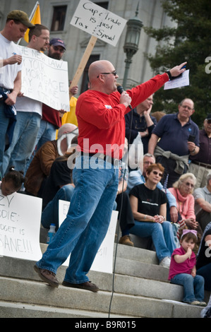 Anti protesta fiscale tea party Harrisburg PA , dimostratore, Foto Stock