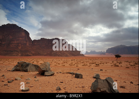 Wadi Rum il paesaggio del deserto Foto Stock