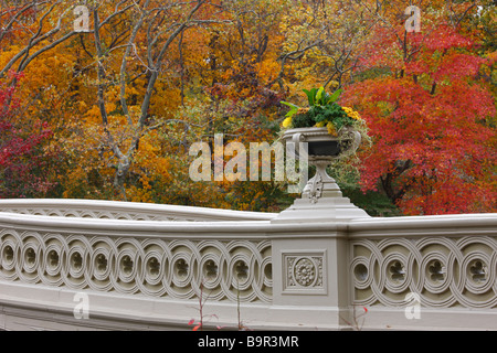 Ponte di prua a Central Park di New York in una giornata autunnale Foto Stock