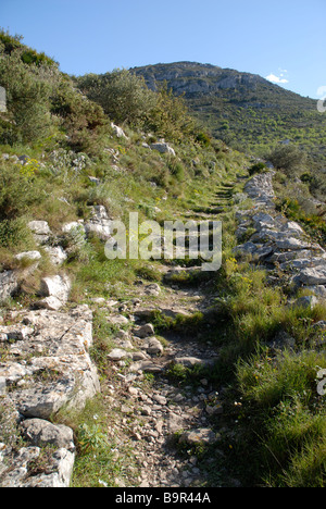 Percorso Moazarabic da Barranc de Infierno, Vall de Laguart, Benimaurell, Provincia di Alicante, Comunidad Valenciana, Spagna Foto Stock