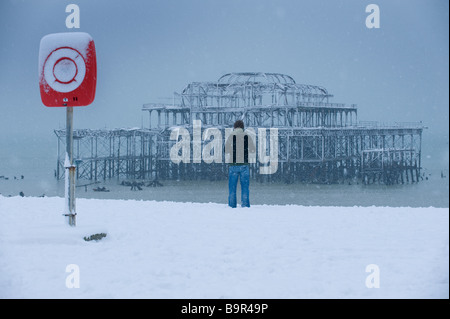 Neve in Brighton foto da Andrew Hasson 2 Febbraio 2009 Foto Stock