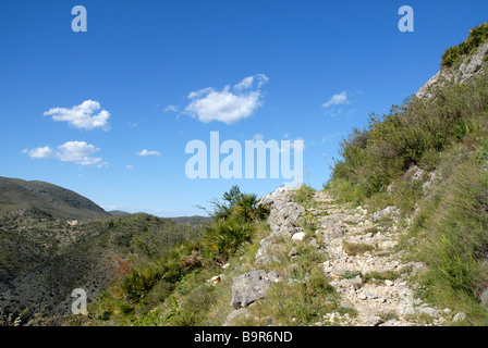 Mozarabico sentiero a gradini, Vall de Laguart, Benimaurell, Provincia di Alicante, Comunidad Valenciana, Spagna Foto Stock