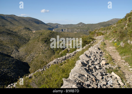 Percorso Moazarabic a Barranc de Infierno, Vall de Laguart, Benimaurell, Provincia di Alicante, Comunidad Valenciana, Spagna Foto Stock