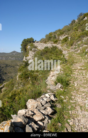 Percorso Moazarabic a Barranc de Infierno, Vall de Laguart, Benimaurell, Provincia di Alicante, Comunidad Valenciana, Spagna Foto Stock