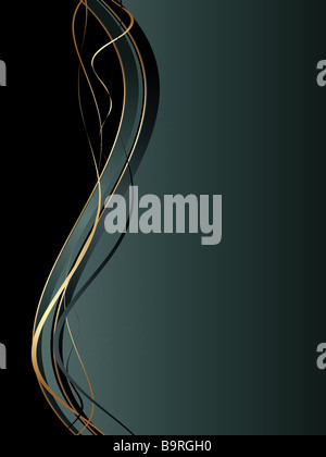 Grigio oro nero lo sfondo con onde astratte e linee Foto Stock