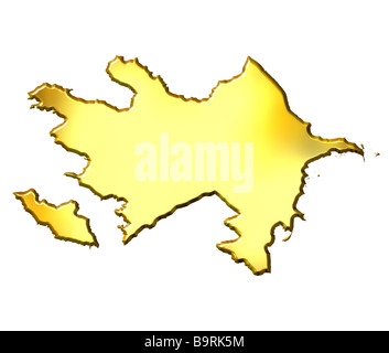 Azerbaigian 3d golden mappa isolato in bianco Foto Stock