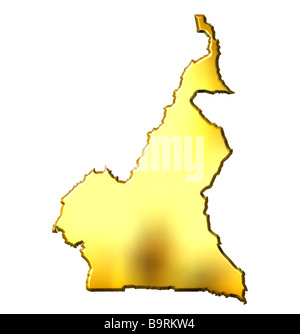 Camerun 3d golden mappa isolato in bianco Foto Stock