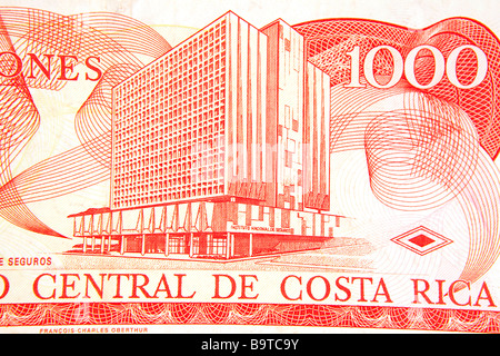 Valuta il denaro dettaglio del 1000 di colòn Costa Rican banconota Foto Stock