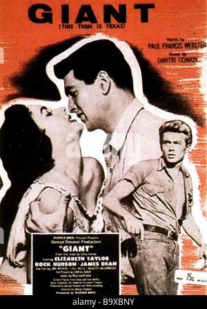 Poster gigante per 1956 Warner film con Rock Hudson, Elizabeth Taylor e James Dean Foto Stock