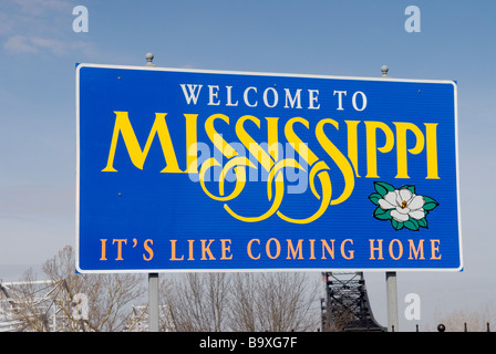 Benvenuti al segno del Mississippi USA Foto Stock