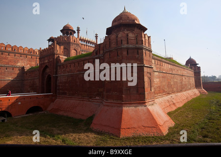 Lahore Gate del Lal Qila o Red Fort nella Vecchia Delhi India Foto Stock
