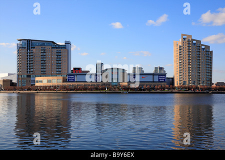 Vue Cinema e Lowry Outlet Mall, Salford Quays, Manchester, Lancashire, Inghilterra, Regno Unito. Foto Stock