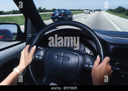 I driver il punto di vista dell'autostrada Foto Stock