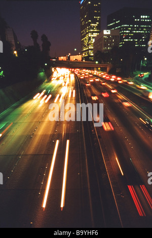 Occupato autostrade con traffico,Los Angeles Foto Stock