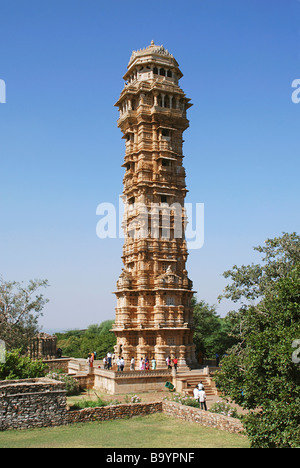 Vijay Stambh (Vittoria Torre) Chitorgarh, stato del Rajasthan, India. Foto Stock