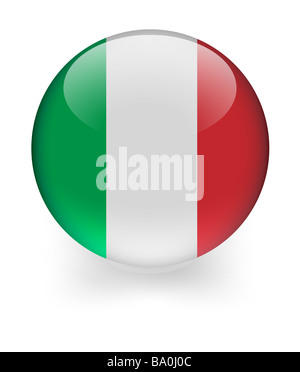 Shiny 3d spherre con bandiera italiana Foto Stock