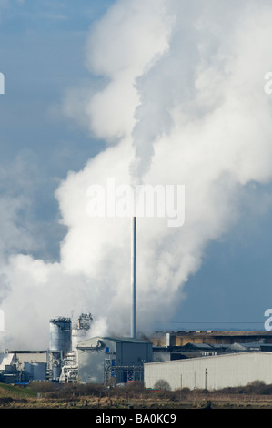 Mulino di carta e le emissioni di miscelazione con nuvole di paludi Elmley Kent REGNO UNITO Foto Stock