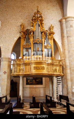 Organo nella spettacolare del XII secolo Basilica di Santa Maria di Collemaggio a L'Aquila, prima che il terremoto del 6 aprile 09 Foto Stock