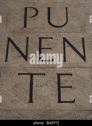 Vento di Ponente, Punente, scritti, lettere, Lettera, marciapiede, Monaco, Francese, Riviera Foto Stock