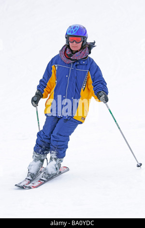 Una donna sci alpino su Reiteralm in Stiria, Austria Foto Stock