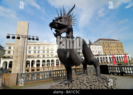 Il drago di rame a Rathausmarkt durante l ora della Cina Festival 2008 ad Amburgo, in Germania. Foto Stock