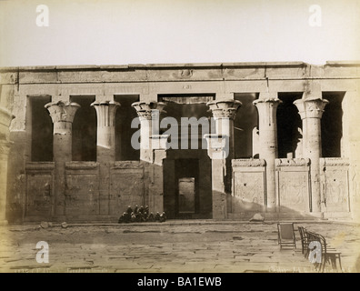 Geografia / viaggio, Egitto, Edfu, tempio di Horus, cortile interno, fotografia di Gabriel Lekegian e Co., circa 1890, Foto Stock