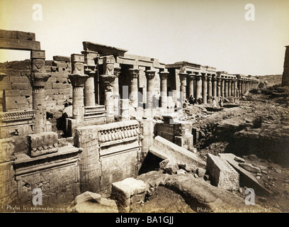 Geografia / viaggio, Egitto, Philae, tempio di Isis, vista da nord, fotografia di Gabriel Lekegian e Co., circa 1890, Foto Stock