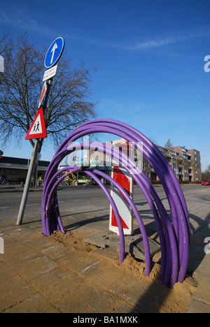 Terreno di lavoro per cablaggio essendo prevista per le connessioni a internet Foto Stock