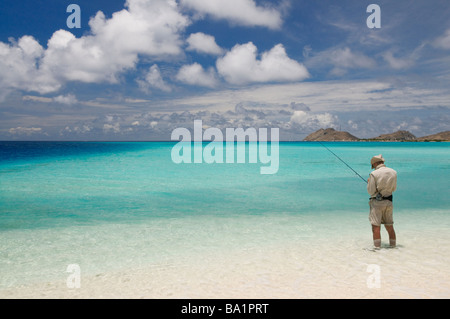 La pesca a mosca sul Madrizqui Los Roques Venezuela Sud America Foto Stock