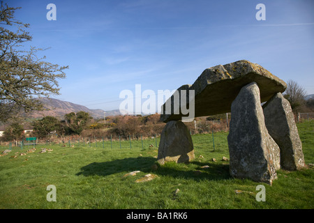 Treppiede Ballykeel dolmen tomba del portale sud della contea di Armagh nell'Irlanda del nord Foto Stock