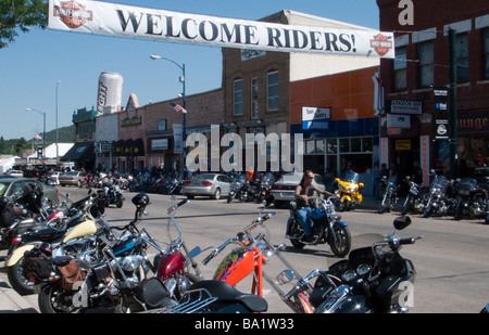 Benvenuti piloti annuale banner Sturgis Motorcycle Rally South Dakota USA Foto Stock