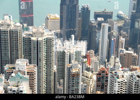 Torri, skyscapers, isola di Hong Kong, Cina Foto Stock