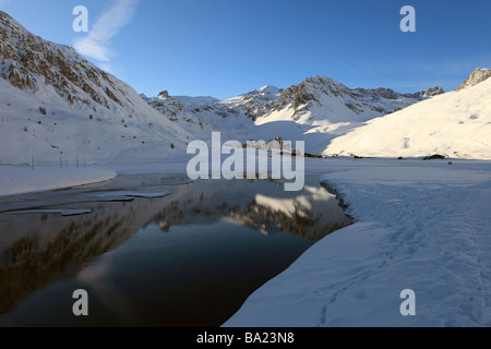 Nella località sciistica di Tignes Le Lac, Espace Killy, Francia Foto Stock