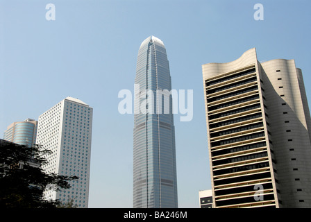 Torri, skyscapers, isola di Hong Kong, Cina Foto Stock