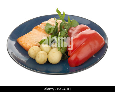 Filetto di salmone con verdure Foto Stock