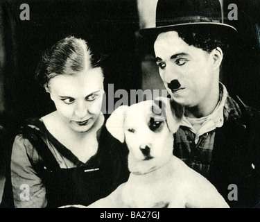 Un cane LA VITA 1918 Primo National film con Charles Chaplin e Edna Purviance Foto Stock