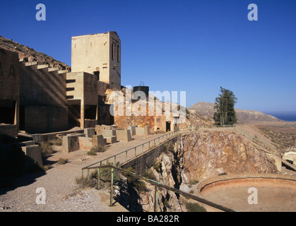 Miniera abbandonata complesso di Rodalquilar Parco Naturale Cabo de Gata Andalusia Spagna Foto Stock