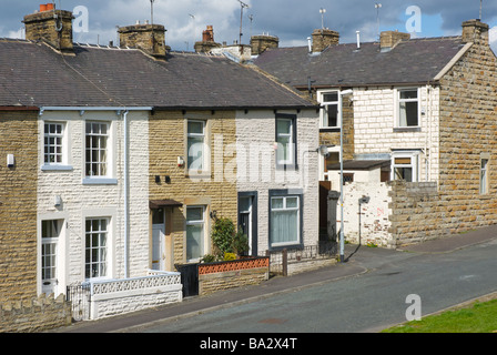 Fila di case a schiera, vicino a Burnley, Lancashire, Inghilterra, Regno Unito Foto Stock