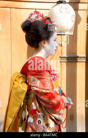 Geisha indossando il costume tradizionale Foto Stock