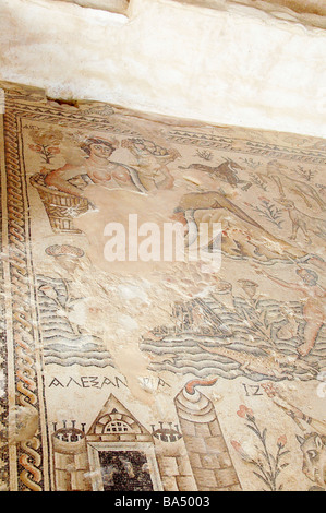 Israele Galilea Zippori il pavimento in mosaico in corrispondenza del terzo secolo villa romana Foto Stock