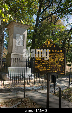 Tomba di explorer Daniel Boone in Francoforte, Kentucky Foto Stock