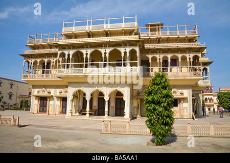 Mubarak Mahal, Reception Hall, Sawai Man Singh Museum, all'interno di Palazzo di Città, Jaipur, Rajasthan, India Foto Stock